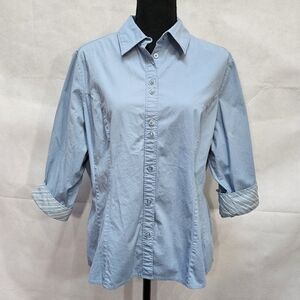 Riders Instantly Slims You Princess Cut Blue Button Up Shirt Size XL